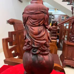 Tượng Di Lặc Chúc Phúc Gỗ Trắc Việt Liền Khối Cao 45cm