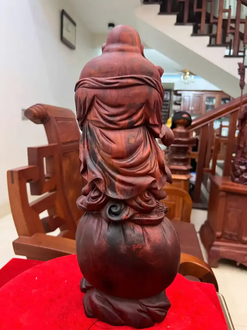Tượng Di Lặc Chúc Phúc Gỗ Trắc Việt Liền Khối Cao 45cm