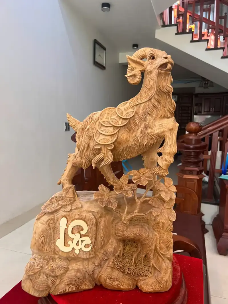 Tượng Nhất Dương Gỗ Ngọc Am Chất Gỗ Nặng Mộc Đẹp Cao 62cm