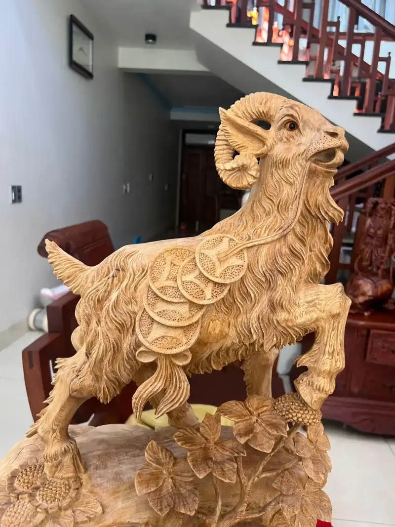Tượng Nhất Dương Gỗ Ngọc Am Chất Gỗ Nặng Mộc Đẹp Cao 62cm