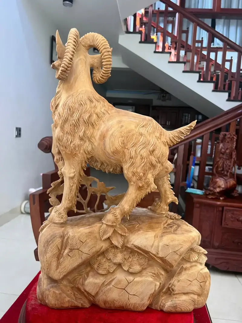 Tượng Nhất Dương Gỗ Ngọc Am Chất Gỗ Nặng Mộc Đẹp Cao 62cm