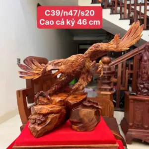 Tượng Đại Bàng Gỗ Sưa Bắc Liền Khối Cao 39cm