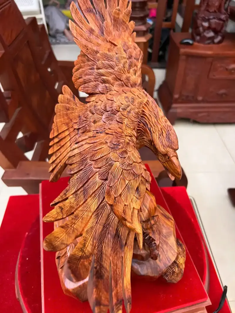 Tượng Đại Bàng Gỗ Sưa Bắc Liền Khối Cao 39cm