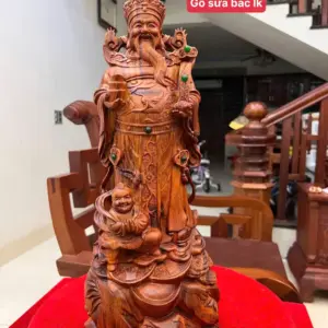 Tượng Thần Tài Gỗ Sưa Bắc Liền Khối KT:45x18x15