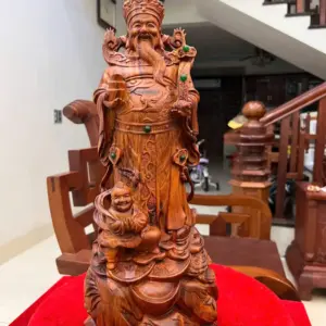 Tượng Thần Tài Gỗ Sưa Bắc Liền Khối KT:45x18x15