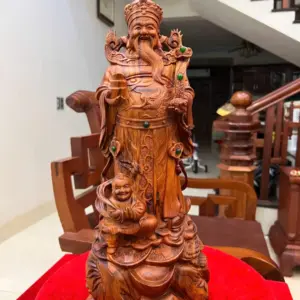 Tượng Thần Tài Gỗ Sưa Bắc Liền Khối KT:45x18x15