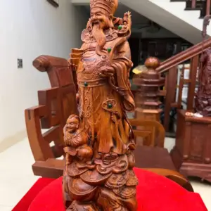 Tượng Thần Tài Gỗ Sưa Bắc Liền Khối KT:45x18x15