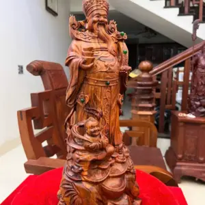 Tượng Thần Tài Gỗ Sưa Bắc Liền Khối KT:45x18x15