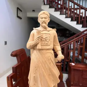 Tượng Trần Quốc Tuấn Gỗ Ngọc Am Mộc Đẹp Có Sơn KT:70x20x19