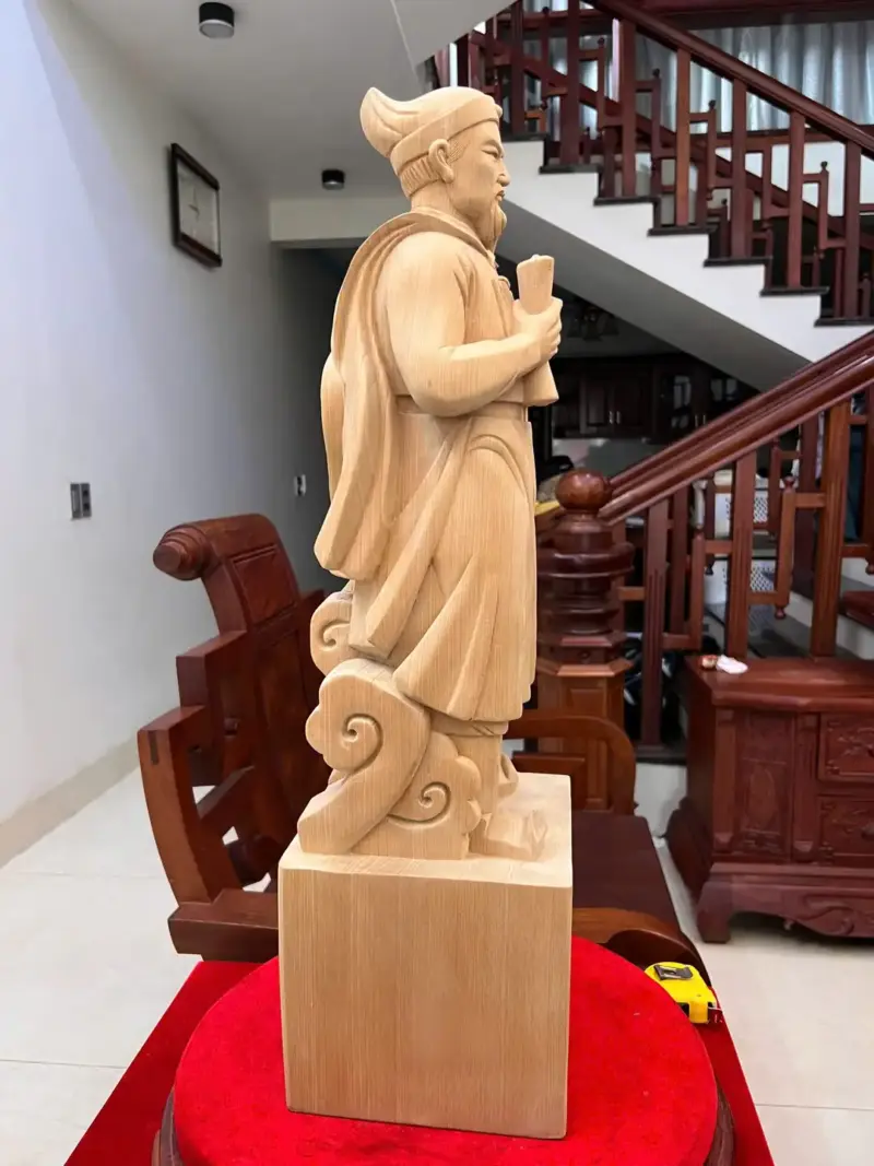 Tượng Trần Quốc Tuấn Gỗ Ngọc Am Mộc Đẹp Có Sơn KT:70x20x19