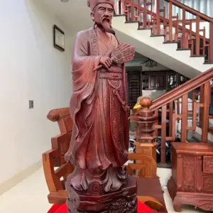 Tượng Gia Cát Lượng Gỗ Tử Đàn Liền Khối KT:80x24x18