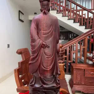 Tượng Gia Cát Lượng Gỗ Tử Đàn Liền Khối KT:80x24x18
