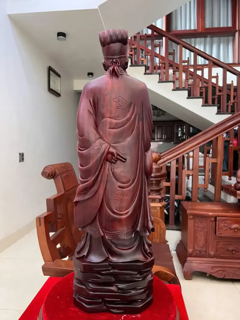 Tượng Gia Cát Lượng Gỗ Tử Đàn Liền Khối KT:80x24x18