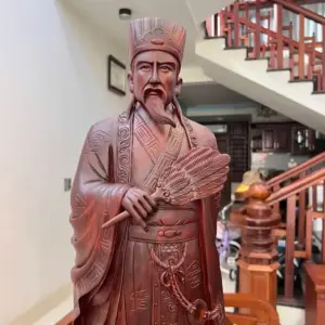 Tượng Gia Cát Lượng Gỗ Tử Đàn Liền Khối KT:80x24x18
